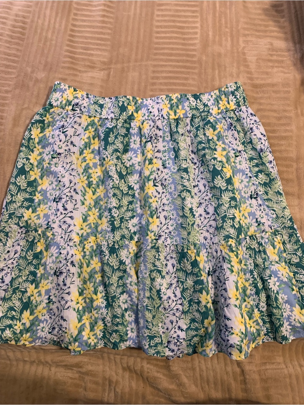 LOFT Green, Yellow & White Floral Tiered Skirt